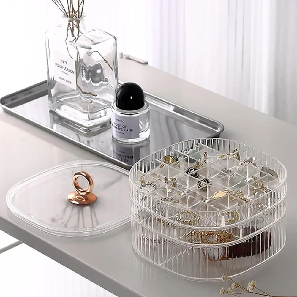 NEW 3-Layer Acrylic Jewelry Organizer with Handle, Clear Jewelry Boxes for Women - Picture 4 of 8